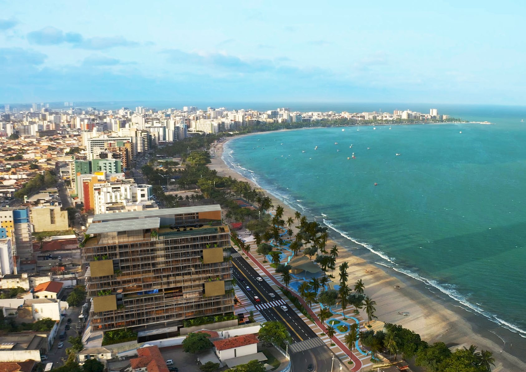 new time no início da orla da pajuçara, em maceió, vista do alto